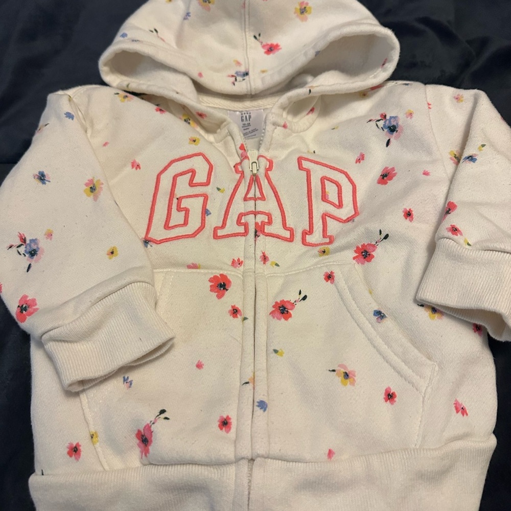 GAP Kids White Hoodie with Floral Accents - Bin 14